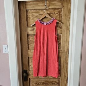 Coral Boden Sleeveless Dress with Pom Pom Neckline Sz 8